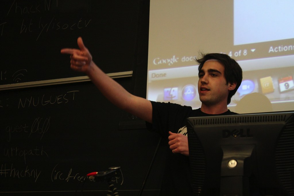 Presenter explaining a search strategy
